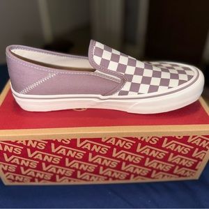 Vans in the color Pure Purple, size 7.5 in men and 9.0 in women